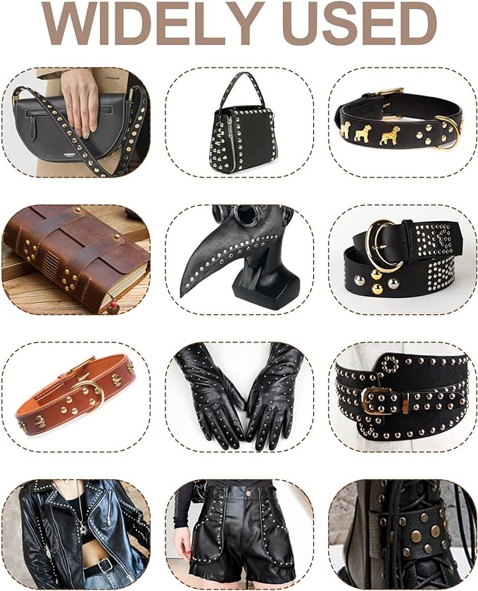 480 Sets Rivets for Leather, 4 Colors 3 Sizes Leather Rivets Kit, Double Cap Rivet with 4 Setting Tools, Suitable for Bags, Decoration