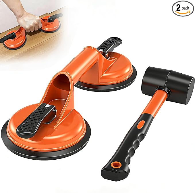Laminate Floor Gap Repair Tool,Suction Cup Lifter with Rubber Mallet,Floor Gap Repair Kit, Floor Gap Fixer Tool for Laminate Floor Gap Repair for Floating Wood Floors and Moving Glasses
