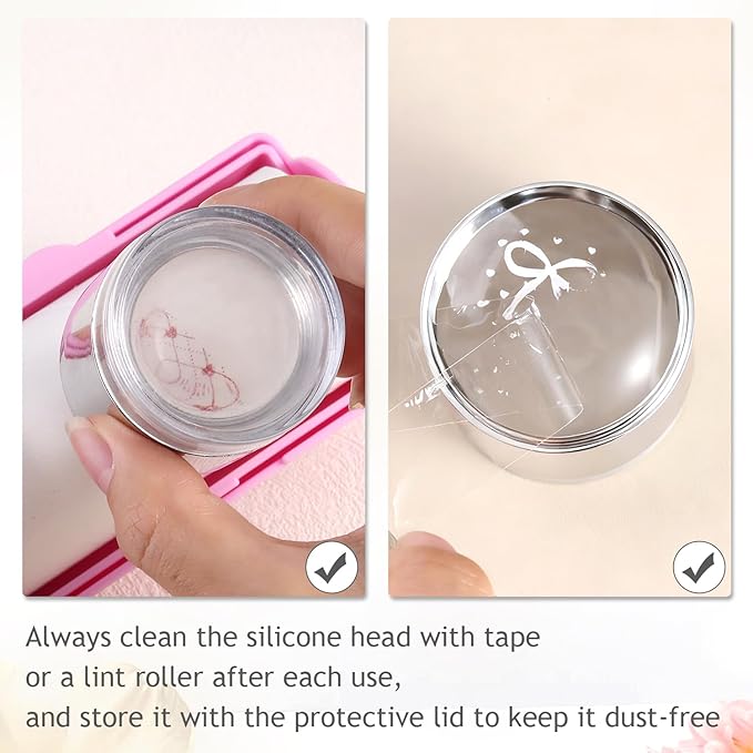 Jelly Silicone Nail Art Stamper, 2-in-1 Detachable Nail Stamping Tool with Scraper for Gel Polish & French Tips, Manicure Salon Supplies, Sello de Silicona para Uñas (2-in-1 Silver)