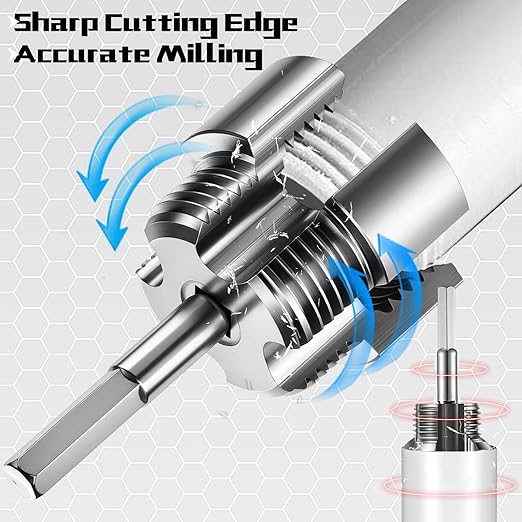 3 Pcs Pipe Thread Cutting Tool Integrated Internal & External Pipe Threading Tool Electric Drill Compatible PVC Tube Threader Kit, 1/2", 3/4", 1'' Tube Sizes Rethreading Kit(3 Sizes, Silver)