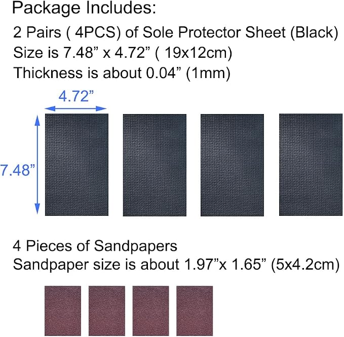 Unikstep 4 Pieces Shoe Sole Protectors, Shoe Bottom and Heel Anti Slip Grip Pads, Self Adhesive Non Skid Noise Reduction Sticker (Black)