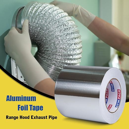 Aluminum Foil Tape 6 inch x 165ft (55 Yards) Heavy Duty HVAC Duct Tape for Ductwork – High Temperature Silver Foil Tape for Insulation, Metal Repair, Exhaust Sealing & Patching