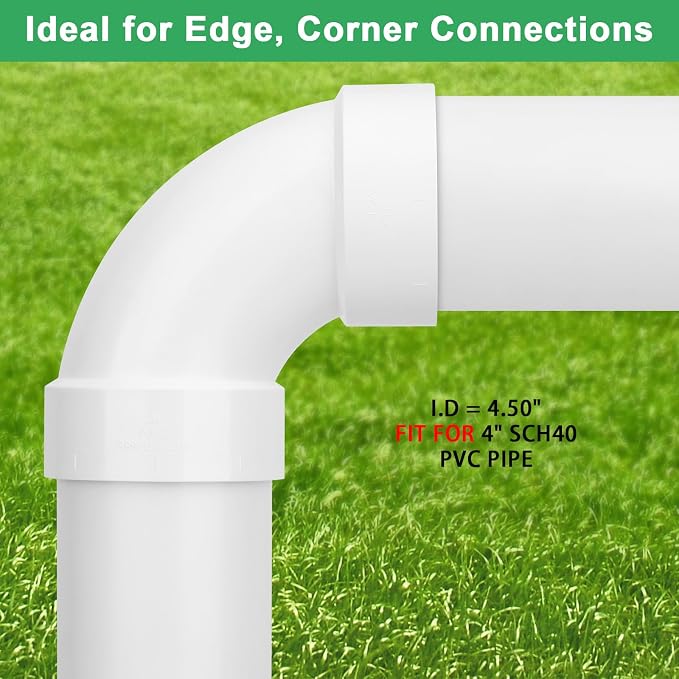 4" PVC DWV Sanitary 90-Degree Elbow (Socket x Socket) White SCH40 4" PVC DWV 90° Elbow Pipe Fittings Connectors for Drain, Waste, Vent