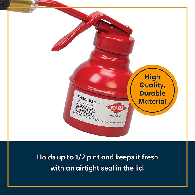 Weaver Leather Supply Leather Repair Glue Can with 11 mm Brush and Cap, 8 Oz, Red, Glue Container with Brass Pump, Robust Tool for Solvents and More