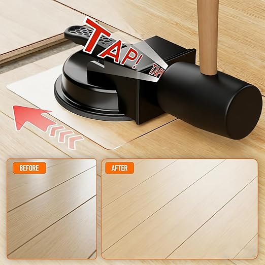 Floor Gap Fixer Tool – Fix Floor Gaps in 2 Steps, 5 Sticky Pads for Textured Floors, 110 lbs Impact Resistance, Professional Plank Puller for Smooth Surface Wood Tile Hardwood Floor Gaps