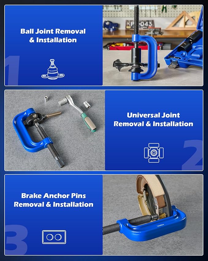 Orion Motor Tech Ball Joint Press Kit, 21-Piece Ball Joint Removal Tool for Installing and Removing Ball Joints, U Joints, and Anchor Pins, Heavy Duty Ball Joint Press Tool for 2WD and 4WD Vehicles