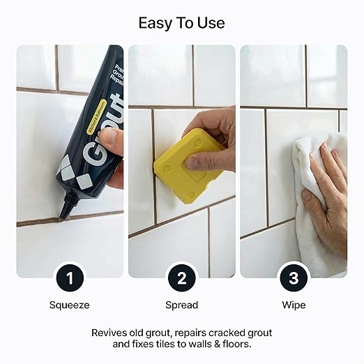 Hemway Brown Grout Reviver Kit | Ready Mixed Grout Repair 400g / 210ml with 4 Piece Profiling Tool Kit | Wall & Floor Tile Adhesive, Kitchen Bathroom Shower, Fast Drying