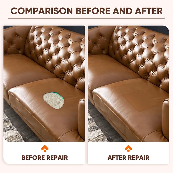Leather Repair Patch Self Adhesive,8.3″ x 11″ Vinyl Patch Kit,Leather Repair Kit for Furniture,Car Seat,Couch,Office Chair.（White）