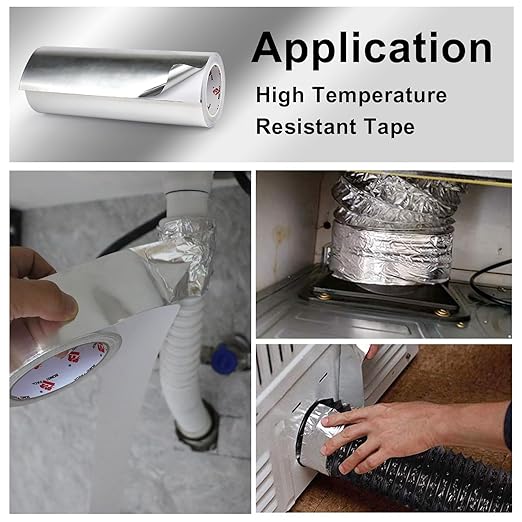 BOMEI PACK Aluminum Foil Tape,Heavy Duty Metal Foil,High Temperature Silver Duct Tape,Perfect for Sealing & Patching,HVAC,Air Ducts,Insulation and Metal Repair (12 Inch)