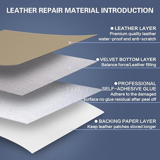 Self Adhesive Leather Repair Patch Kit, 31.4 in x 16 in Large Vinyl Leather Repair Tape for Furniture, Car Seat, Couch, Sofa, Chair Khaki