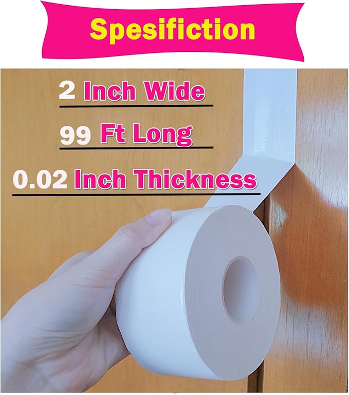 WENSSKKU White Window Weather Sealing Tape, Waterproof Window AC Air Conditioner Sealing Tape Can Keep Out Drafts Cold Air Rain Dust Smog(2IN X 99FT)
