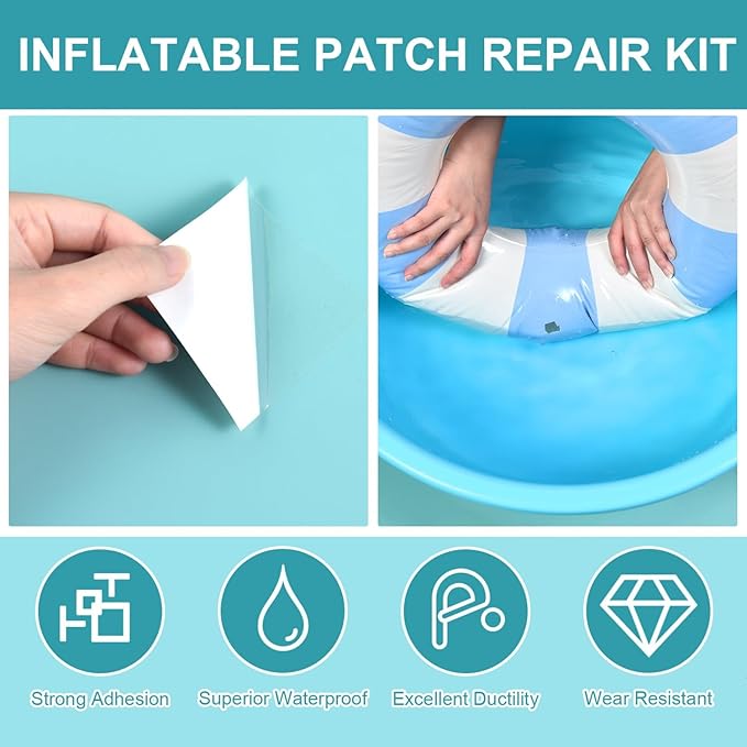 Yoleshy Inflatable Pool Patch Repair Kit, 20 Packs Inflatable Patch Repair Kit 2.5 in, TPU Clear Waterproof Tape for Pools, Bounce House, Air Mattress