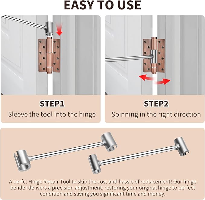 Door Hinge Adjustment Tool, 14-25mm Hinge Gap Adjusting Wrench, 2pcs Double-Ended Door Hinge Repair Tool, Heavy-Duty Hinges Bender for Residential, Fire, Security, Cleanroom Doors