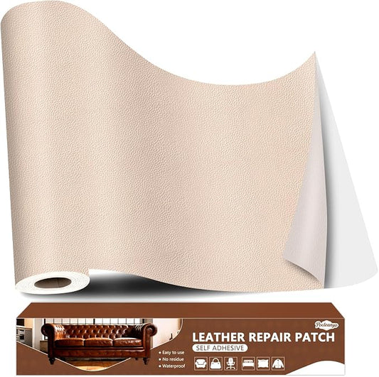 Khaki Leather Repair Tape, 16x120 Inch Leather Repair Patch Self-Adhesive, Waterproof Faux Leather Patch, Vinyl Repair Tape for Couch, Sofas, Furniture, Office Chair, Car Seats