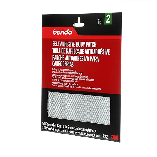 Bondo Self-Adhesive Body Patch, for Large Rust-Outs and Damaged Areas, 5.9 in x 5.8 in, 2 Patches Per Pack, 2-Pack (4 Patches Total)