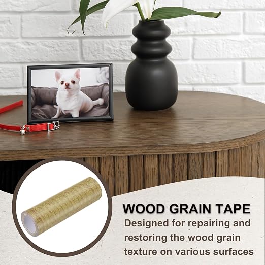 PATIKIL Wood Grain Tape 7.9" x 15 Ft, Self-Adhesive Wood Texture Repair Tape Realistic Wood Effect Contact Paper Patch for Furniture Cabinets Floor Walls Home Decoration, Brown Oak