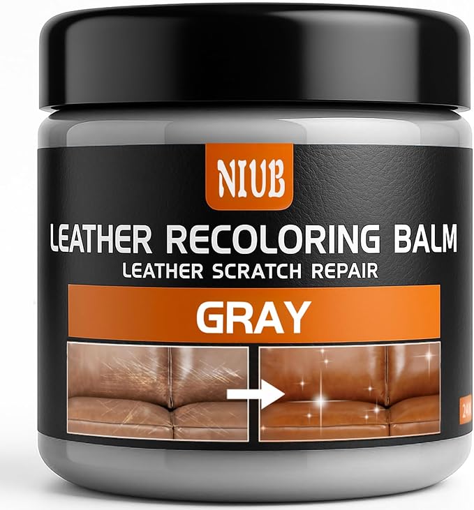 Leather Recoloring Balm Leather Color Restorer Scratch Repair Leather Paint for Furniture Couches Leather Dye and Scratched Leather, Gray