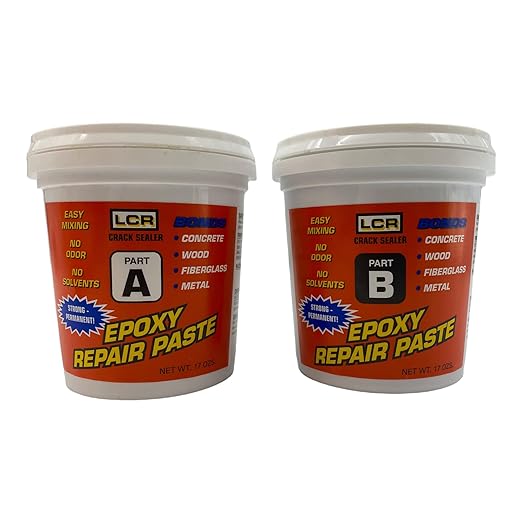 Polygem LCR Crack Sealer and Paste for Concrete Wall Leak Repair - High Strength 2 Component System Works on Concrete, Wood, Fiberglass, Metal, Plastic, Glass, and More