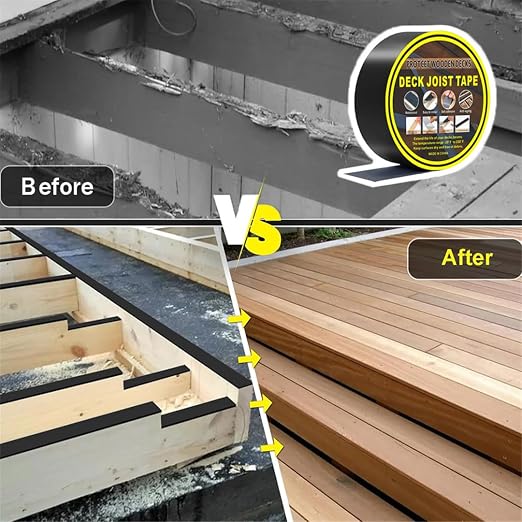 Deck Joist Tape Waterproof Seal 1.6" X 50ft Butyl Flashing Tape Weather Resistant Joist Tapes for Decking Beams Wood Roof