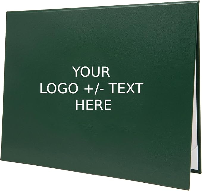 Green Faux Leather Document Cover A4 (8.3x11.7 UK) Size | Tent-Style Opening, Non-Padded with Custom Metallic Foil Printing | Professional Presentation for Awards, Diplomas and Certificates
