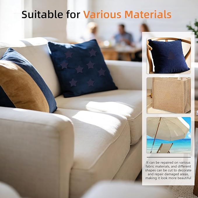Canvas Fabric Patches, 4x79 Inches Self-Adhesive Canvas Repair Tape, Waterproof Fabric Tape Kit for Repairing Sofa, Cushion, Clothes, Tent, Sun Umbrella, Boat Cover (Dark Blue)