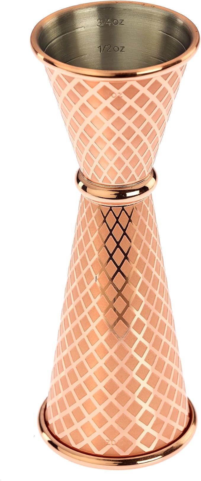 Barfly 1 x 2 oz. Diamond Lattice Etch Japanese Style Jigger, Copper Plated