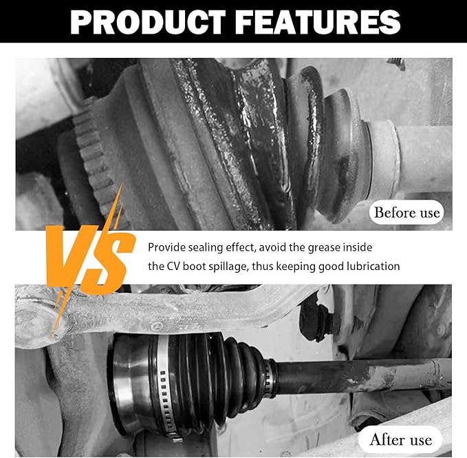 CV Axle Boot Repairs Kit with Boot Expander Tool,4 Clamps,6 Zip Ties,CV Boots Repair Kit for Drive Shaft & Chassis Protection,Silicone Axle Boots Repair Kits Car Accessories