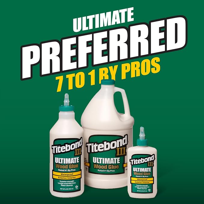 Titebond III Ultimate Wood Glue 1 Gal. (2 Pack) – Premium Professional Woodworking Adhesive, Waterproof, Strong Initial Tack, Interior/Exterior Use, Easy Water Cleanup – 1416