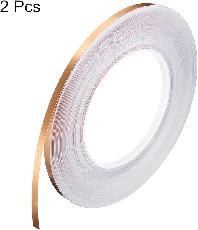 HARFINGTON 2Pcs Floor Tiles Rose Gold Foil Lines Metallic Mirror Tape 0.2" x164 Ft Self Adhesive Decor Floor Wall Seam Sticker Waterproof Gap Sealing Tape for Kitchen Bathroom Cabinet