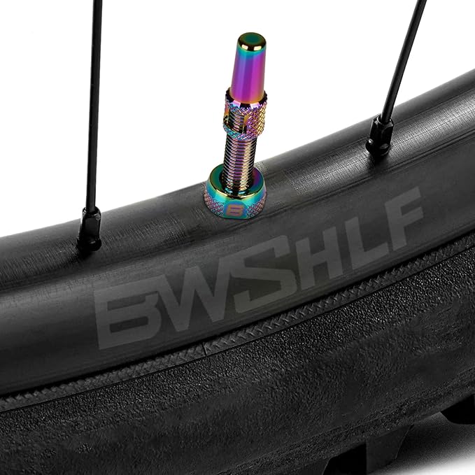 BWSHLF Tubeless Presta Valve Stem 40/44/55/60/65/70/80/100 mm, Super Light Alloy Presta Valve Stem Kit with Valve Core Remover Tool and Valve Stem Caps - Multiple Color and Size Options(Pair)