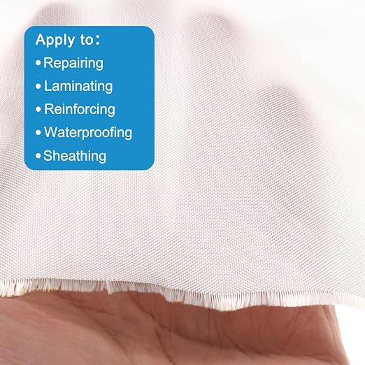 MECCANIXITY Fiberglass Cloth 3 Oz/100g 5m(5 Yards) x1.27mx0.1mm E Glass Plain Weave Glass Fiber 68.35 Sq Feet, Woven Fabric for Boat RC Plane Auto Surfboard Tub Pool Repair