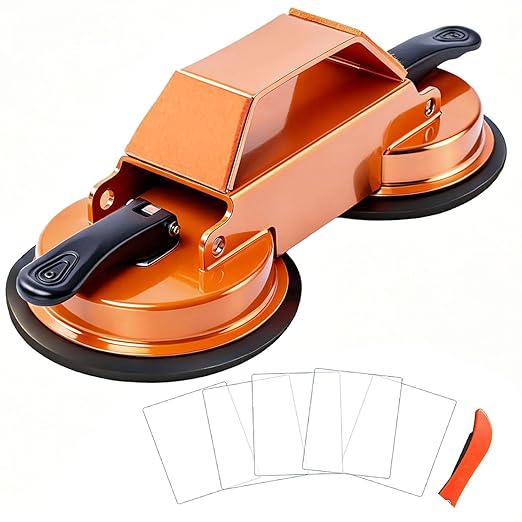 Upgraded Floor Gap Fixer Tool, 45°Striking Surface Heavy Duty Floor Gap Repair Tool with Vacuum Dual Suction Cup & 5pcs Sticky Pads for Laminate, Vinyl, Wood