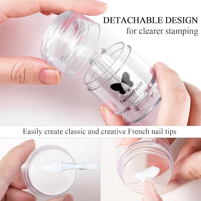 Rotatable Silicone Nail Stamper Set, Adjustable Image Size Nail Stamps, French Nail Stamping Tools with Scraper, Nail Art Accessories for DIY Manicures, Sello de Silicona para Uñas