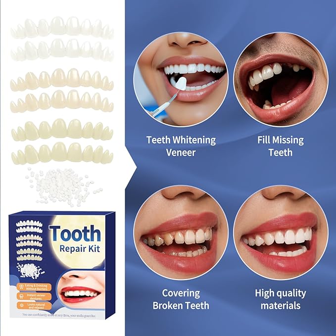 Tooth Repair Kit，Temporary Natural Shade for Filling The Gap, Moldable Thermal Beads Replacement Kit Replace The Missing or Broken Tooth-6PCS-AK02