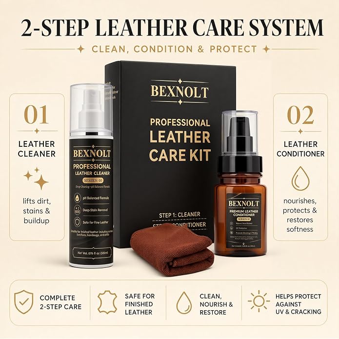 Leather Care Kit, Cleaner and Conditioner with Microfiber Towel