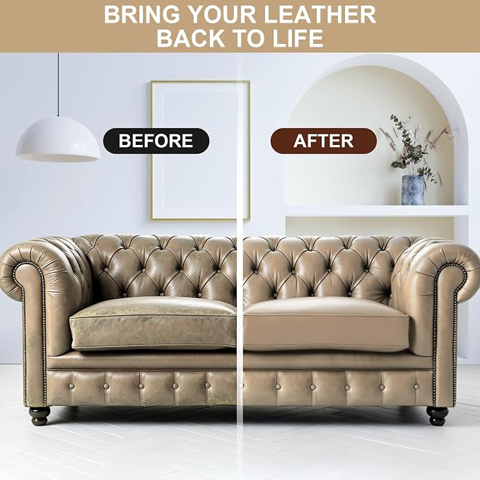 STARTSO WORLD Leather Recoloring Balm,Beige Leather Repair Kit for Furniture,Couches & Car Seats, Leather Paint, Leather Color Restorer, Leather Scratch Remover