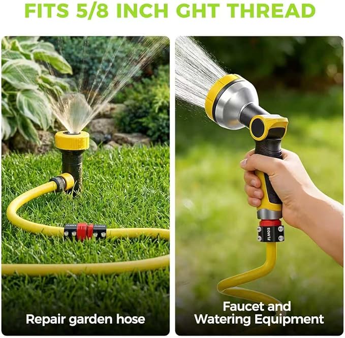 Garden Hose Repair Kit with Upgraded Tight Clamp - 3 Sets Heavy Duty Aluminum Alloy Hose Connector, Fit for 5/8" Hoses, Includes 6 Extra Washers - Leak-Proof Easy Fix (Red)