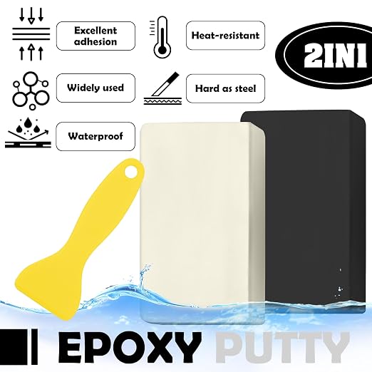 Epoxy Putty - 10oz Fast Repair Multipurpose Clay, Strong Adhesion Metal Filler Putty for Fixing Leaks, Cracks, Filling - 2 Part Epoxy Sculpt Clay for Bonding Metal, Tile, Ceramics, Plastic (Black)