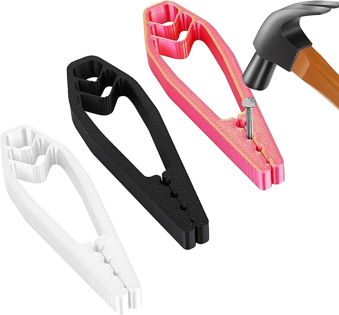 3 Pack Nail Holder for Hammering, Nail Setter Slip Joint Pliers to Keep Fingers Safe, Portable Nail Fixing Tools for Basic Repair and Woodworking Tools, Household Construction (Red, Black, White)