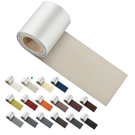 ILOFRI Self Adhesive Leather Repair Patch Tape 3x60 inch, Vinyl and Leather Repair Kit for Couches, Furniture, Car Seat, Boat Seat, Sofa, Vinyl Upholstery, Chair, Interior - Ivory