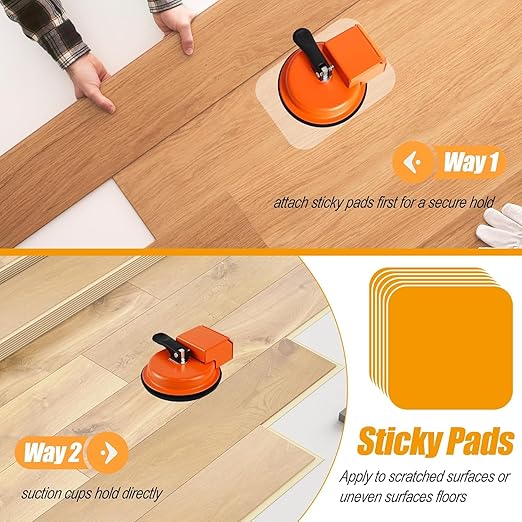Floor Gap Fixer Tool, Heavy Duty Laminate Floor Suction Cup Repair Tool, for Laminate, Wood, Tile, Vinyl Floor Gap Repair Tool - Durable, Compact, & Efficient Flooring Tools (Red)