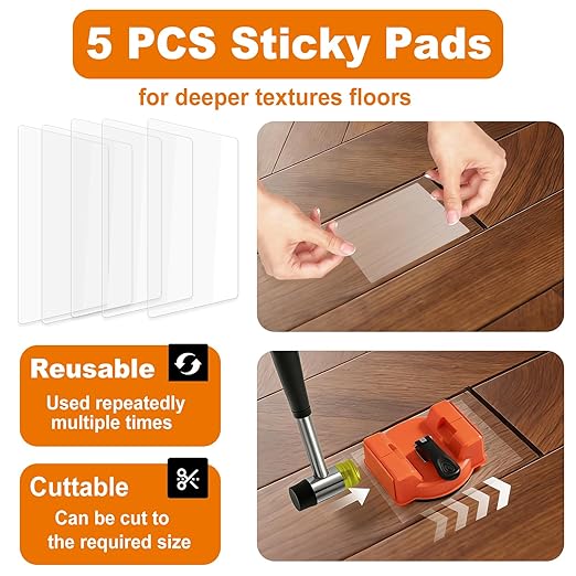 2026 Upgraded Floor Gap Fixer Tool with 5PCS Sticky Pads and Rubber Mallet, Dual-Sided Striking Vacuum Suction Plank Gap Repair Kitfor Vinyl, Wood, Laminate Floor
