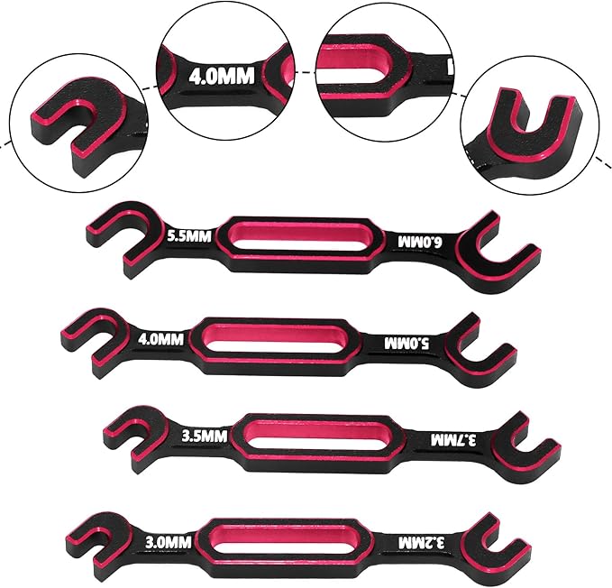 Multifunction RC Shock Absorber Plier with 4PCS Wrench 3.0/3.2/3.5/3.7/4.0/5.0/5.5/6.0mm Turnbuckle Nut Ball Joint Remover for RC Car Boat Model Repair Tool Kit