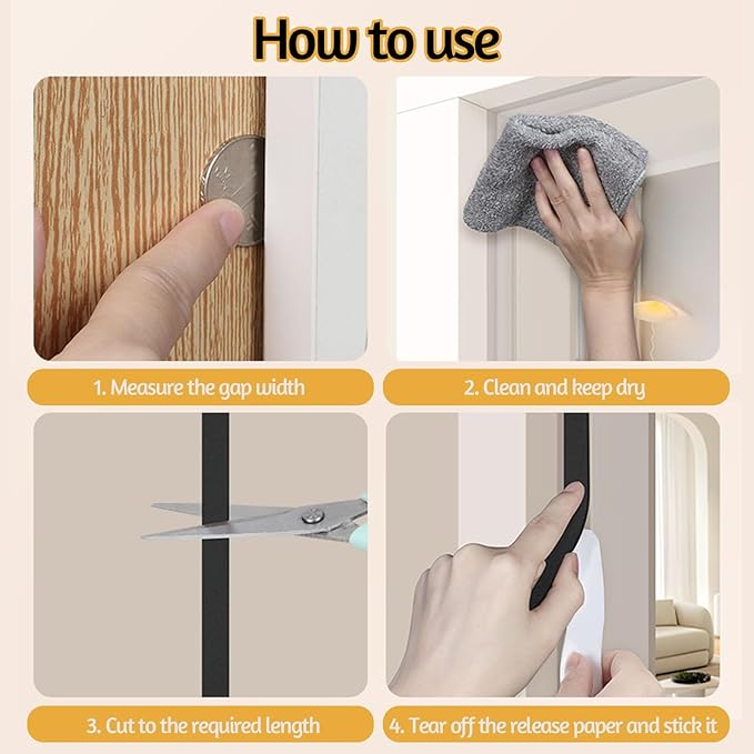 16.4 Feet Foam Weather Stripping Tape,2 Inch W x 1/4 Inch T,High Density Insulation Tape,Self-Adhesive Seal Strip for Doors & Windows-Draft Blocker,Soundproofing,Waterproof，Black