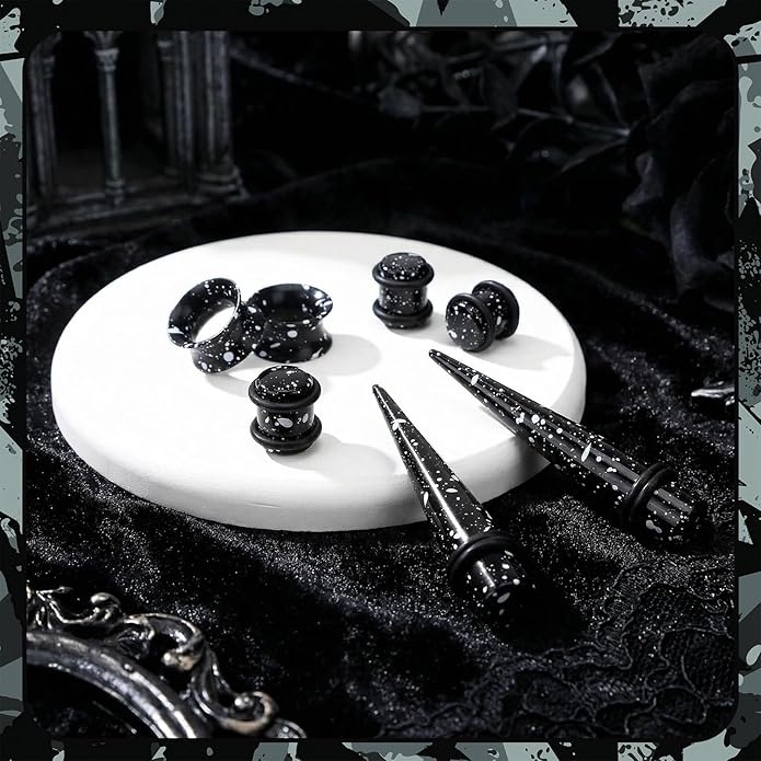 JieyueJewelry 50/54 Pieces Ear Stretching Kit 14G-00G Acrylic Tapers and Plugs + Silicone Tunnels - Ear Gauges Expander Set Body Piercing Jewelry