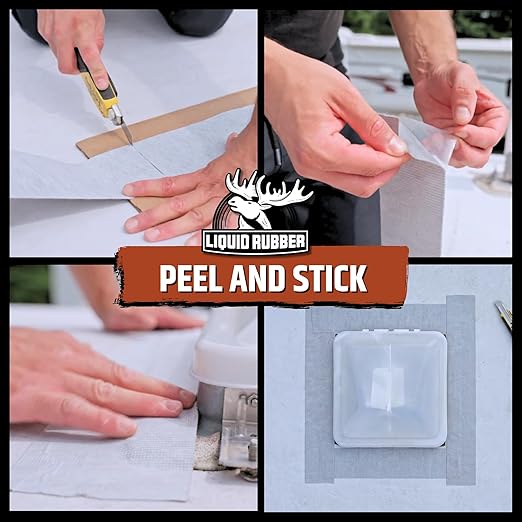 Liquid Rubber Peel and Stick Seam Tape - Fix Leaks, Repair and Restore Roof Joints and Tears, Bonds to EPDM, Metal, Tiles, Shingles, Wood, and Fiberglass Easy to Use, 4 Inch x 50 Foot Roll