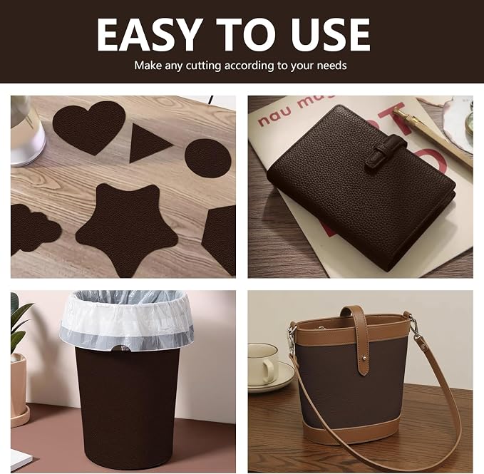 Leather Repair Patch 15.7x80 inch Large Self-Adhesive Vinyl DIY Leather Repair Kit for Sofa Car Seats Chairs Shoes Bags Damaged Furniture (Deep Brown)
