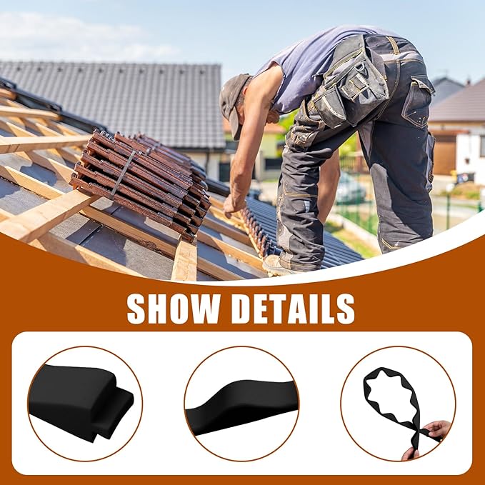 10 Pcs 3ft Long Wavy Foam Closure Strips for Metal Roofing Corrugated Panel Roofs Sealing Gaps at Ridges Edges Wave Seams Weatherproof Absorbing Black Strips for Roof Maintenance Repair Protection