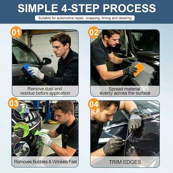 AZY 11PCS Auto Body Tool Set – Flexible Body Filler Spreader Tools, Plastic Putty Knife, Window Tint Kit & Tools, Multi-Size Squeegee for Car Wrap & Vinyl, Scratch-Free Design