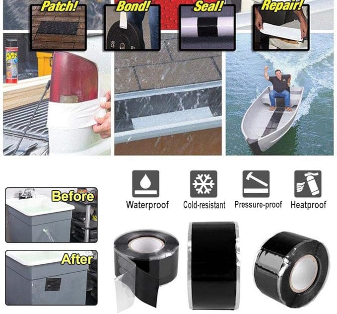 Self-Fusing Silicone Tape, Stretchable Waterproof Tape, Electrical Wires Wrap Emergency Pipe & Plumbing Repair Tape, 2.5cmx1.5m, White